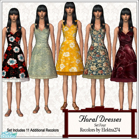 Sims 2 — Floral Dresses, Set 4 by elektra274 — A collection of 16 dresses for your sim ladies.