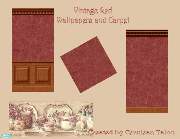 Sims 2 — Vintage Rose Plain Wallpapers & Floors by Cerulean Talon — Rich colors and deep textures are the theme of