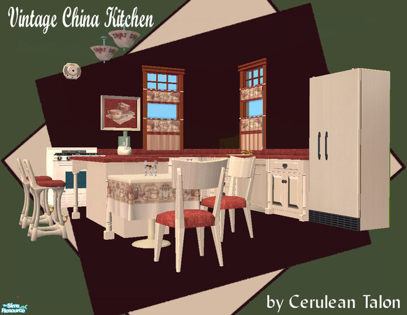 Sims 2 — Vintage China Kitchen by Cerulean Talon — Rich colors and textures make this adoreable kitchen a wonderful place