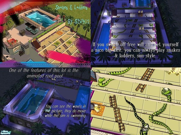 Sims 2 — Snakes & Ladders by tamlo31 — This luxury lot contains a roof pool, but the main feature is the Snakes &