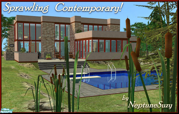 Sims 2 — NSC Residential Lot - Sprawling Contemporary by Neptunesuzy — Your Sims will Love this Sprawling Contemporary