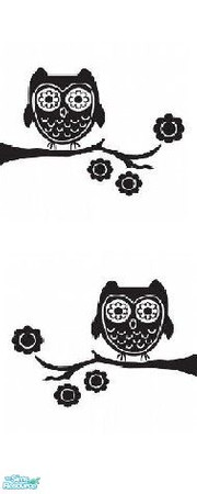 Sims 2 — Owl Wallsticker Set - Both by jonzku — Modern black and white wallsticker wall for your your modern day sims.