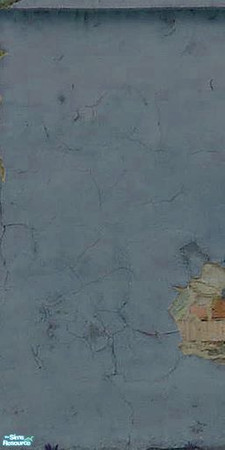 Sims 2 — Crumbling Plaster - Blotchy Blue 3 by MsBarrows — Cracked blue plaster peeling off of an underlying red brick