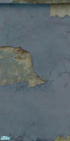 Sims 2 — Crumbling Plaster - Blotchy Blue 6 by MsBarrows — Cracked blue plaster peeling off of an underlying red brick