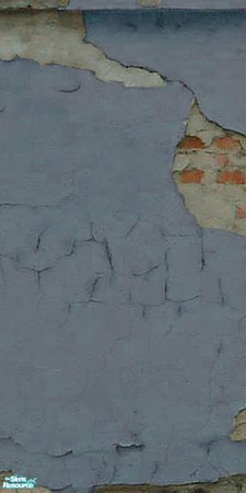 Sims 2 — Crumbling Plaster - Blotchy Blue 7 by MsBarrows — Cracked blue plaster peeling off of an underlying red brick