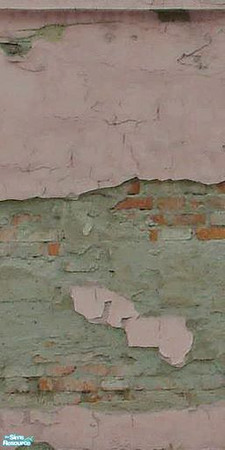 Sims 2 — Crumbling Plaster - Putrid Pink 1 by MsBarrows — Cracked pink plaster peeling off of an underlying red brick