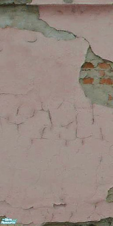 Sims 2 — Crumbling Plaster - Putrid Pink 7 by MsBarrows — Cracked pink plaster peeling off of an underlying red brick