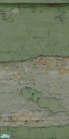 Sims 2 — Crumbling Plaster - Grotty Green 1 by MsBarrows — Cracked green plaster peeling off of an underlying