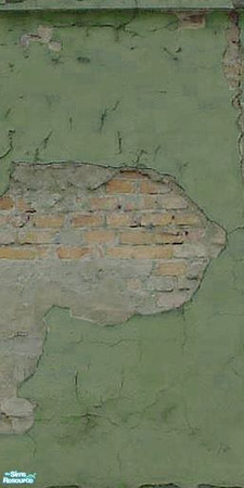 Sims 2 — Crumbling Plaster - Grotty Green 2 by MsBarrows — Cracked green plaster peeling off of an underlying