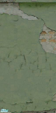 Sims 2 — Crumbling Plaster - Grotty Green 7 by MsBarrows — Cracked green plaster peeling off of an underlying