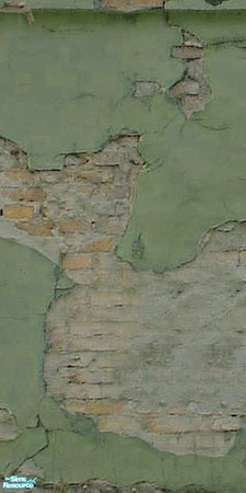 Sims 2 — Crumbling Plaster - Grotty Green 8 by MsBarrows — Cracked green plaster peeling off of an underlying