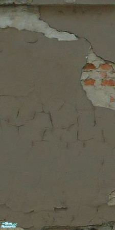 Sims 2 — Crumbling Plaster - Brokedown Brown 7 by MsBarrows — Cracked brown plaster peeling off of an underlying red