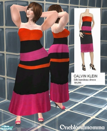 Sims 2 — DESIGNER: Calvin Klein \"Silk Bandeau Dress\" by Tiff_4_treasures — This \"Silk Bandeau