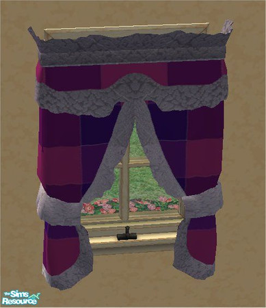 Sims 2 — tams TC 102 set - Curtains For Tc102 by tambriah — purple plaid with silver lace created by: tambriah @ TSR
