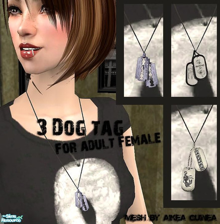 Sims 2 — AF Dog Tags by *Holly — 3 dog Tags for Adult Female