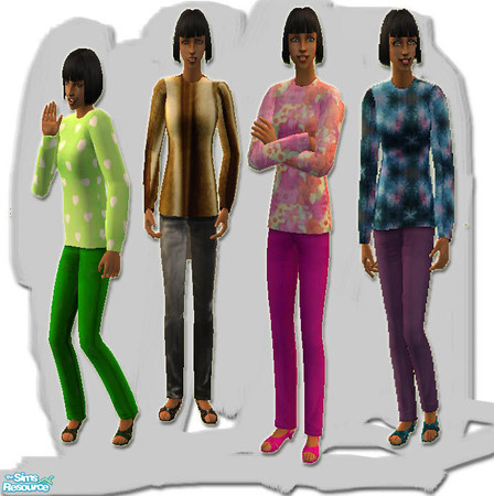 Sims 2 — Laura Simly Color Me Comfy Fall Outfits by debs913 — Comfortable soft tunics in brushed cotton with matching