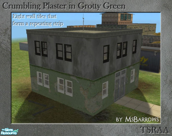Sims 2 — Crumbling Plaster - Grotty Green Set by MsBarrows — Cracked green plaster peeling off of an underlying