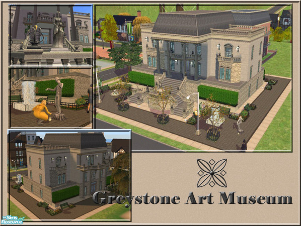 Sims 2 — Greystone Art Museum by JMBean — Looking for a place to entertain your creative sims? Look no further than the