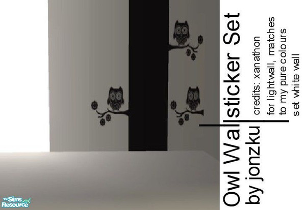 Sims 2 — Owl Wallsticker Set by jonzku — Modern black and white wallsticker wall for your your modern day sims. Includes