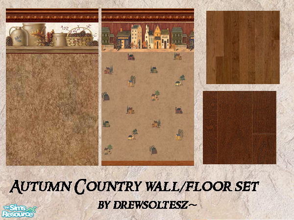 Sims 2 — Autumn Country Wall-Floor Set by drewsoltesz — A set of two wallpapers and two accompanying wood floors. With