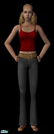 Sims 2 — Rainbow Strap Tops. - Red by andi and grim — This is a red recolour of the strappy top that came with the base
