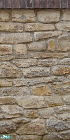 Sims 2 — Rough Stone Walls - Tile 3 by MsBarrows — Rough stone set in mortar, with a top edge of old brick. A set of four