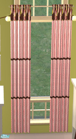 Sims 2 — Zen Nursery RC 4  - Curtains by Simaddict99 — matching curtinas in Pink & brown pattern.