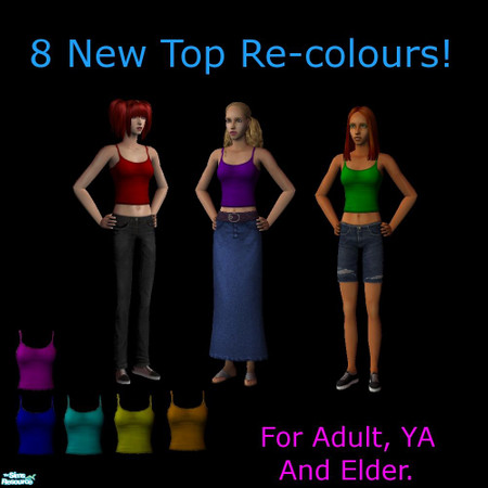 Sims 2 — Rainbow Strap Tops. by andi and grim — I recoloured the strappy top from the base game to make them in all the