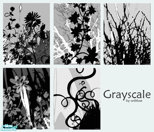 Sims 2 — Grayscale - art set by undefinedmuse — Recolor of \"Grilled Cheese\". NIGHTLIFE and CEP required.