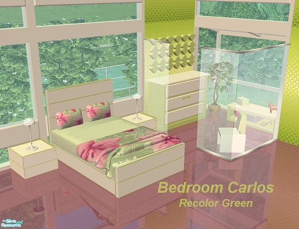 Sims 2 — Bedroom Carlos Green by marilu — Recolor from Bedroom Carlos in White/Green