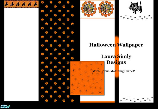 Sims 2 — Laura Simly Happy Halloween Walls and a Carpet by debs913 — Four fun wallpapers on the Halloween theme. On
