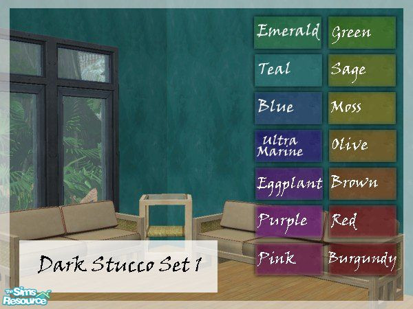 Sims 2 — Dark Stucco Set 1 by TingelingAnna — This set of walls portrays a dark stucco in different colors. Enjoy!