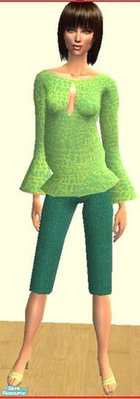 Sims 2 — Cute Capri Collection - BFSPantSet175 by Basic....For Sims — This outfit has a pretty print flowing top paired