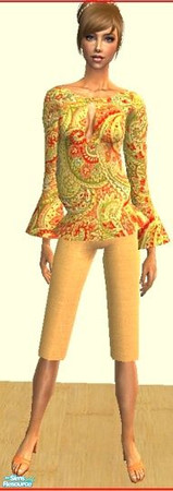 Sims 2 — Cute Capri Collection - BFSPantSet172 by Basic....For Sims — This outfit has a cute, paisley, floral print