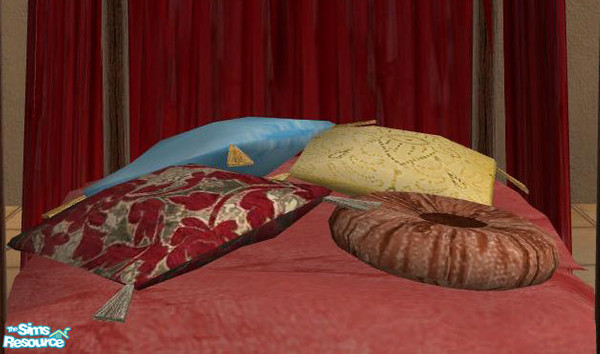 Sims 2 — Ancient Bed - Pillowset Recolor reds by ShinoKCR — 