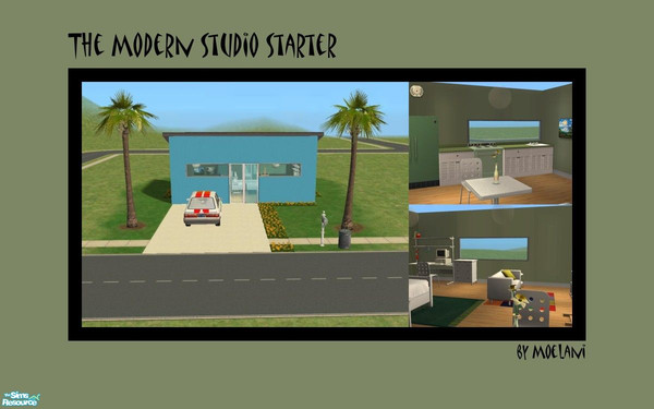 Sims 2 — The Modern Studio Starter by Moelani — A tiny house for the sim who desn\'t care for tonnes of space. Set out