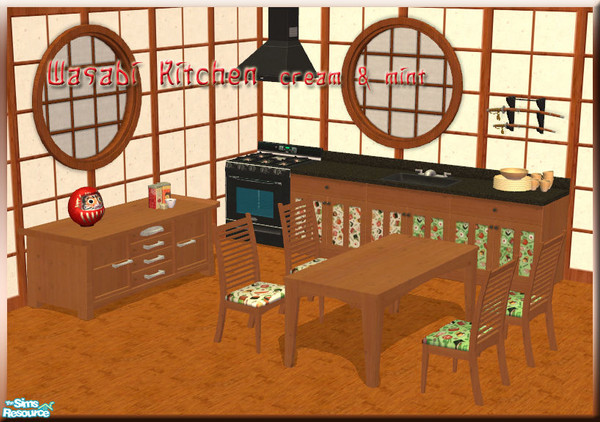 Sims 2 — Wasabi Kitchen recolors by billygirl — Cream and mint recolors of the Wasabi Kitchen. Has recolors of Zen