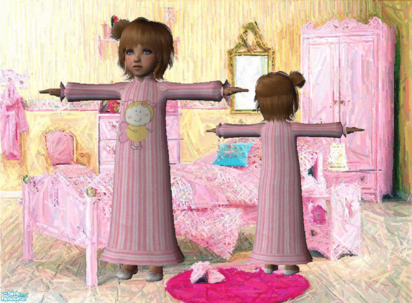 Sims 2 — pink victorian style nightie by gommel22 — A pink striped victorian style nigthie with a cute bee for your