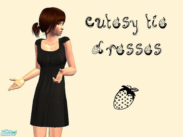 Sims 2 — Cutesy Tie Dresses by hrekkjavaka — A set of three cute & short tie dresses, with flat shoes. No mesh