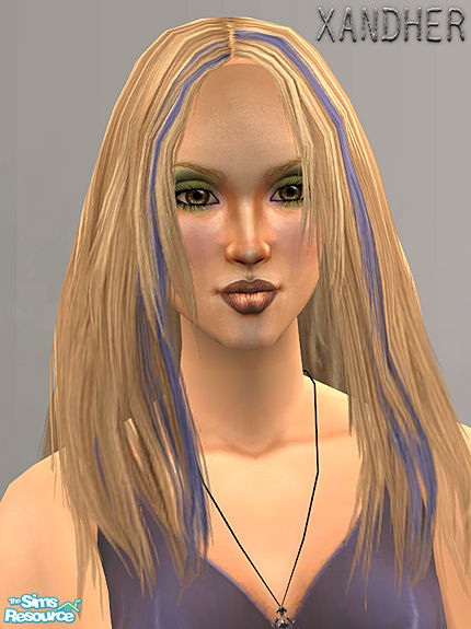 The Sims Resource - Equinox Hair - Blonde with Blue Streaks