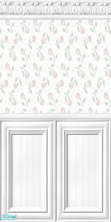 Sims 2 — Rosebuds by katalina — A delicate rosebud wallpaper with beautiful crown molding. Enjoy!