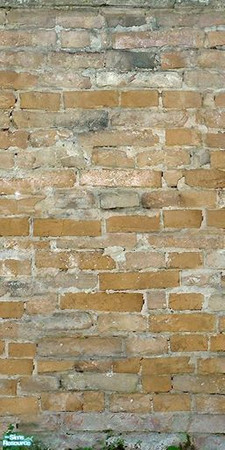 Sims 2 — Shoddy Brick - Tile 3 by MsBarrows — A rather badly constructed wall of yellow-cream brick. Four tiles that form