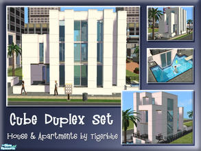 Sims 2 — Cube Duplex Set by Tigerblue — Two lots; require NL and OFB only (and AL for the apartments). They feature a