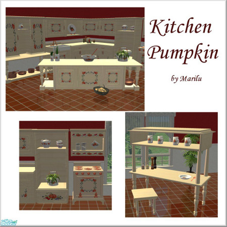 Sims 2 — Kitchen Pumpkin by marilu — Kitchen in Lightwood 18 Meshes + Collectionfile