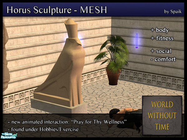 Sims 2 — Horus Sculpture - MESH by Spaik — Ancient Egyptians didn\'t have exercise machines, but they had their own way