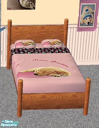 Sims 2 — Marley Puppy Bedroom Set Blue & Pink - Pink puppy bed by vikachue — This is a set inspired by the Movie