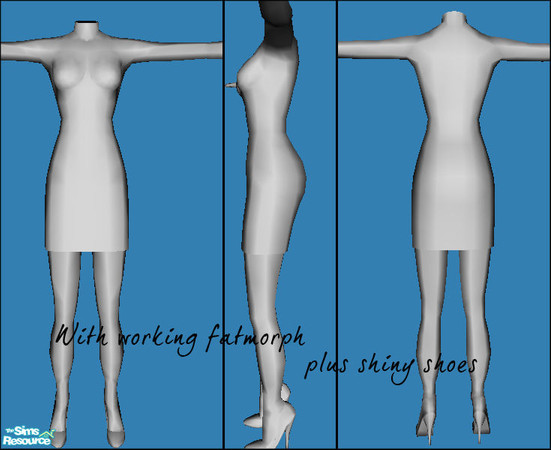 Sims 2 — Mesh B-bettina Dresswithshinyshoes by b-bettina — MESH file - AF/YAF. With fatmorph + upper part of shoes on