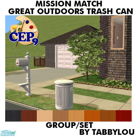 Sims 2 — TL - MM GreatOutdoorBigTrashCanSet by TabbyLou — Now you can have Mission Match Trash Cans to go with the