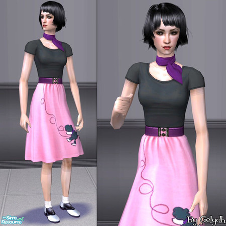 Sims 2 — Dear Prudence - Pink by gelydh — Poodle skirt, saddle shoes, and scarf from Nightlife converted for adult