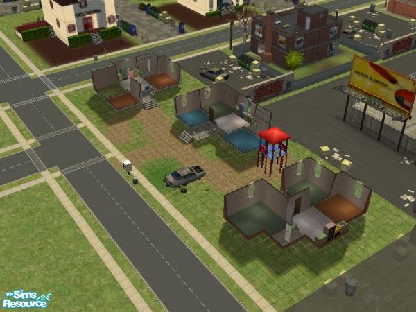 Sims 2 — Belladonna Mobile Homes by dmama1314 — Three mobile homes on one lot together. Zoned for apt. Only CC is